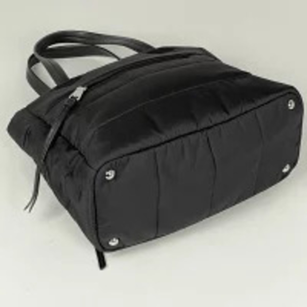 Prada Nero Handbag Plate Quilted Bag Tote Black Shoulder Black